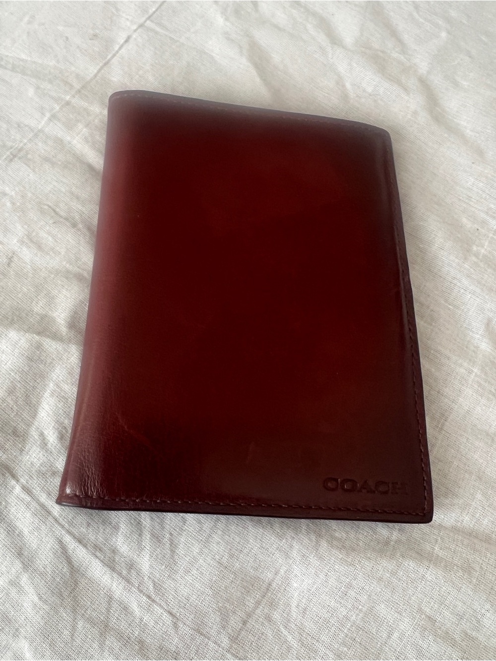 Coach Burgundy Leather Travel Wallet